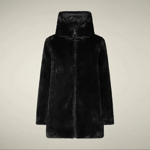 Save the Duck REVERSIBLE FAUX FUR JACKET MOD. BRIDGET IN BLACK - Picture 3 of 13